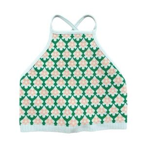 Debut High Neck Floral Crop Top Small